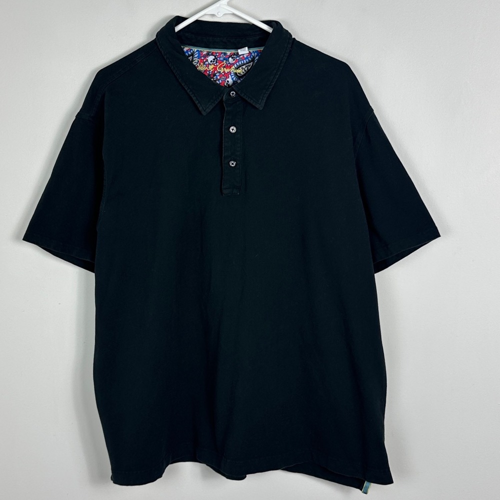 Robert Graham Black Short Sleeve Polo Shirt Mens Size XXL Golf Tennis Minimalist